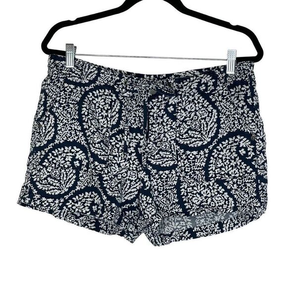 Gap Navy White Paisley Floral Linen Blend Mid-Rise Chino Shorts Size 8 - Picture 2 of 5